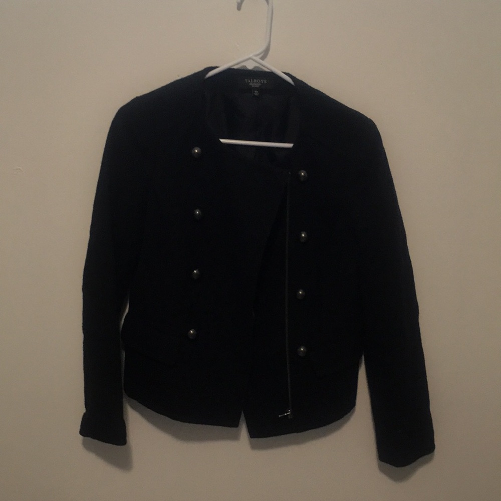 Talbots black military style jacket 10p